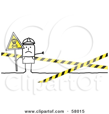 Royalty-Free (RF) Clipart Illustration of a Stick People Character Officer Blocking Off A Crime Scene by NL shop