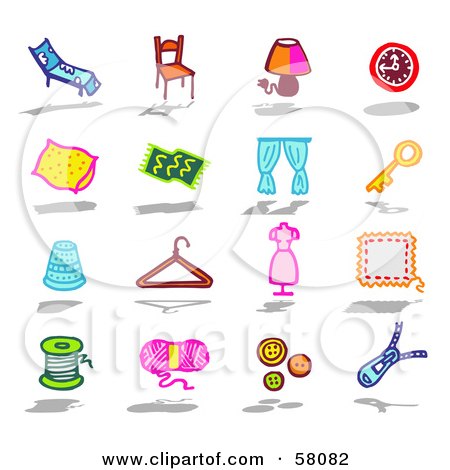 Royalty-Free (RF) Clipart Illustration of a Digital Collage Of Furniture, And Household Items by NL shop