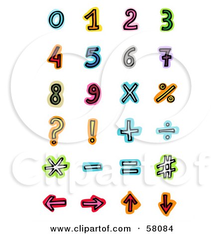 Royalty-Free (RF) Clipart Illustration of a Digital Collage Of Colorful Mathematic Numbers And Symbols by NL shop