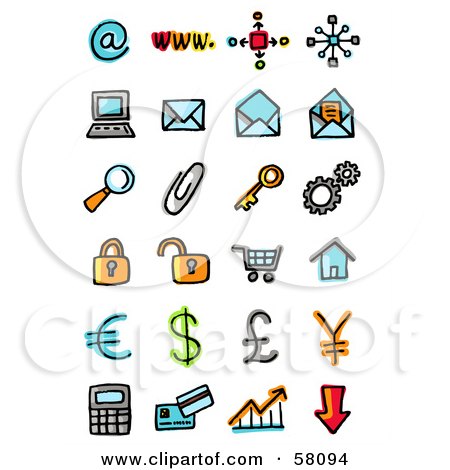 Royalty-Free (RF) Clipart Illustration of a Digital Collage Of Internet And Business Icons by NL shop