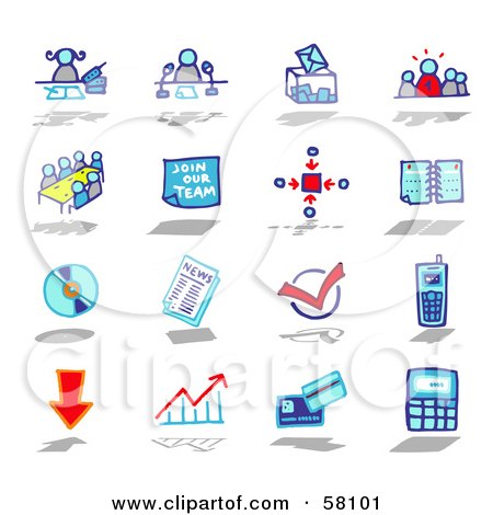 Royalty-Free (RF) Clipart Illustration of a Digital Collage Of Blue And Red Business Icons by NL shop