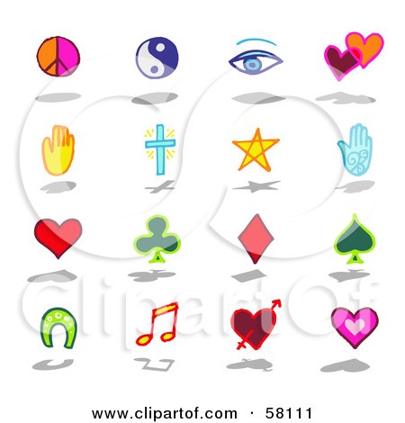 Royalty-Free (RF) Clipart Illustration of a Digital Collage Of Lucky, Religion And Peace Symbols by NL shop