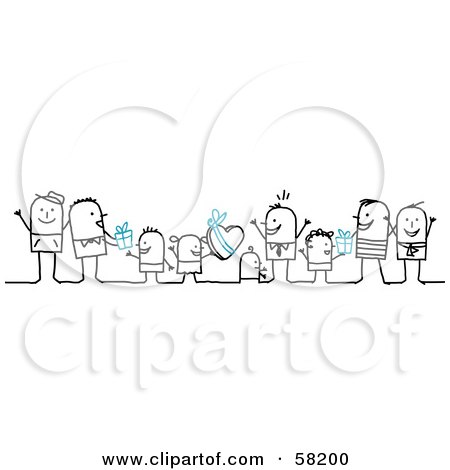 Royalty-Free (RF) Clipart Illustration of Stick People Character Dads Receiving Gifts From Their Children by NL shop