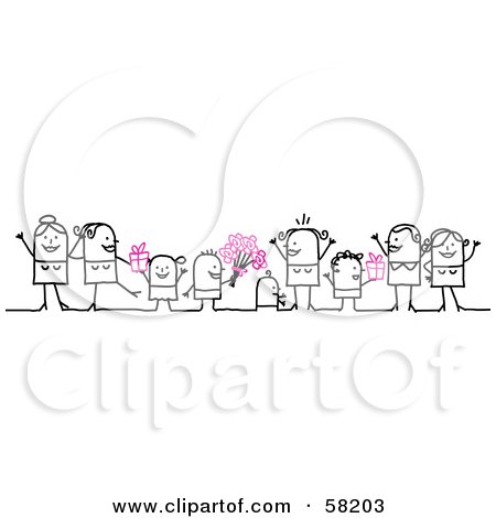 Royalty-Free (RF) Clipart Illustration of Stick People Character Moms Receiving Mother's Day Gifts From Their Children by NL shop