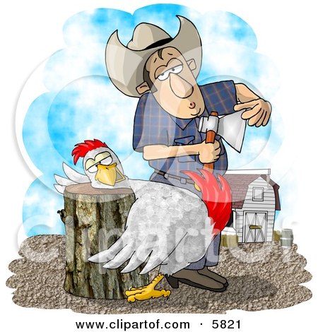 Farmer Getting Ready to Butcher a Chicken Clipart Illustration by djart