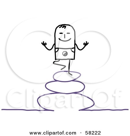 Royalty-Free (RF) Clipart Illustration of a Stick People Character Meditating On Stones by NL shop