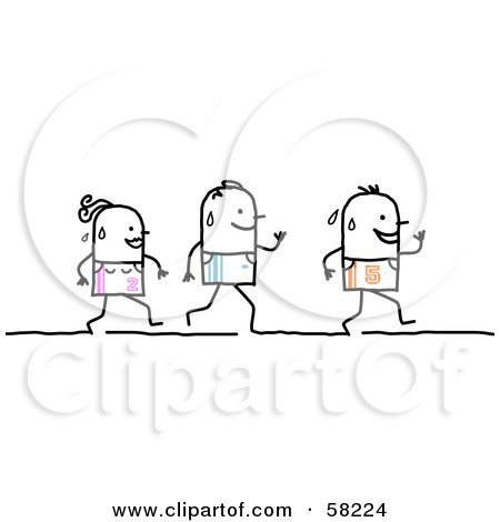 Royalty-Free (RF) Clipart Illustration of Stick People Characters Running by NL shop