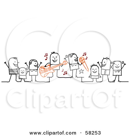 Royalty-Free (RF) Clipart Illustration of a Stick People Character Concert With Fans Dancing by NL shop
