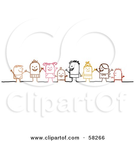 Royalty-Free (RF) Clipart Illustration of Stick People Character Children Holding Hands by NL shop
