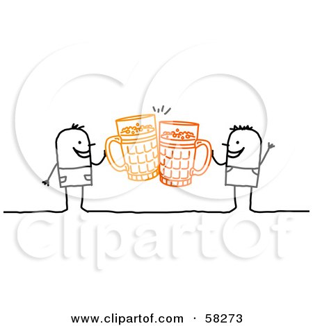 Royalty-Free (RF) Clipart Illustration of Stick People Character Men Toasting With Beer by NL shop