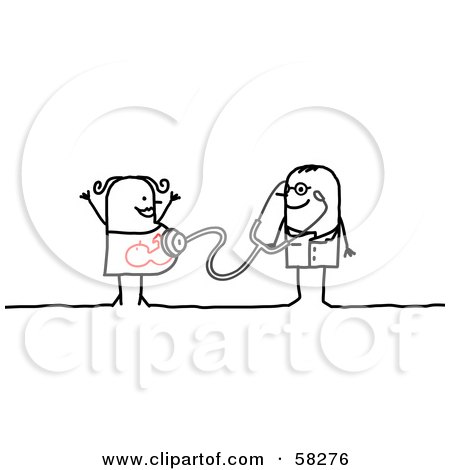 Royalty-Free (RF) Clipart Illustration of a Stick People Character Gynecologist Examining A Healthy Pregnant Woman by NL shop