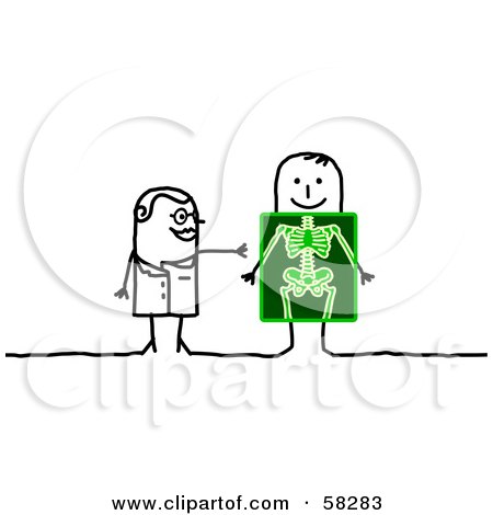 Royalty-Free (RF) Clipart Illustration of a Stick People Character Doctor And Patient With An X Ray by NL shop