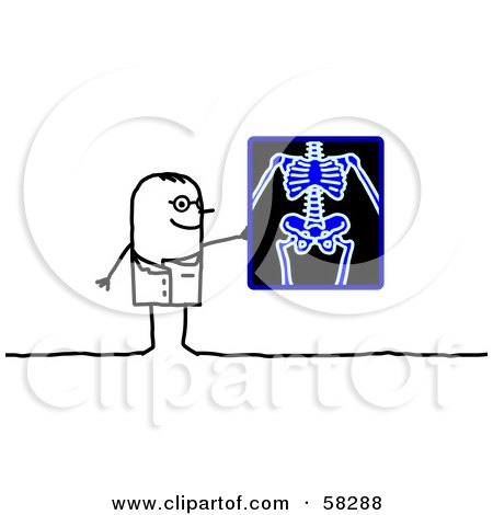 Royalty-Free (RF) Clipart Illustration of a Stick People Character Doctor Viewing A Full Body X Ray by NL shop
