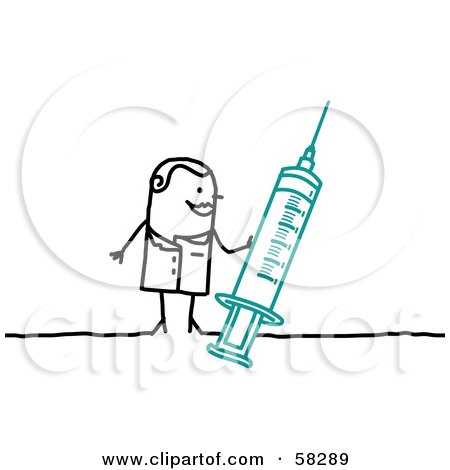 Royalty-Free (RF) Clipart Illustration of a Stick People Character Nurse Holding A Syringe by NL shop