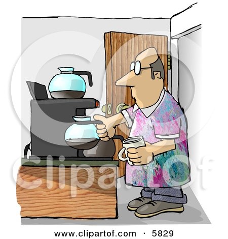 Male Worker Getting a Cup of Coffee During His Break On Casual Friday Clipart Illustration by djart
