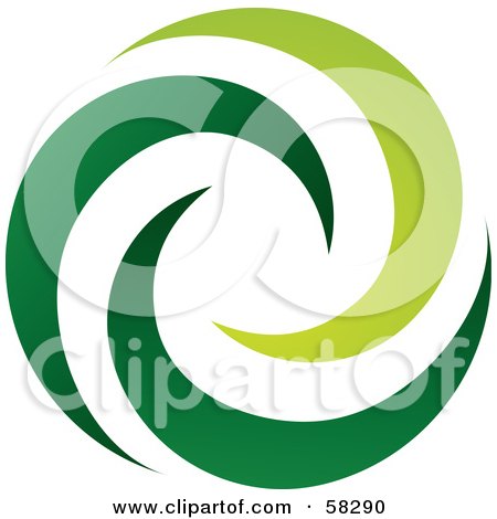 Royalty-Free (RF) Clipart Illustration of a Logo Of Green Spiraling Swooshes by TA Images