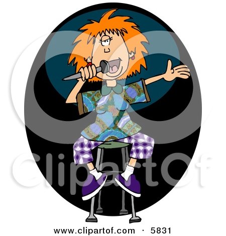 Stand-up Female Comedian Telling a Jokes On Stage at a Comedy Club in New York City Clipart Illustration by djart
