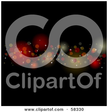 Royalty-Free (RF) Clipart Illustration of a Line Of Blurred Sparkling Lights Spanning A Black Background by KJ Pargeter