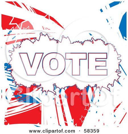 Royalty-Free (RF) Clipart Illustration of a Patriotic American Vote Background With Red, White And Blue Swooshes And White Star Outlines - Version 3 by MilsiArt
