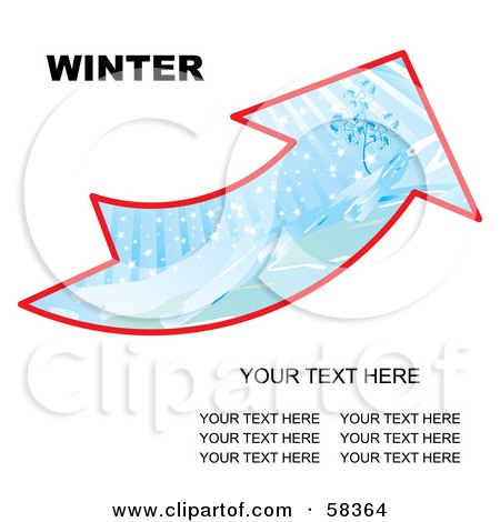 Royalty-Free (RF) Clipart Illustration of an Arrow With A Winter Landscape And Sample Text by MilsiArt