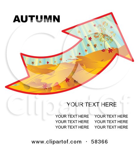 Royalty-Free (RF) Clipart Illustration of an Arrow With An Autumn Landscape And Sample Text by MilsiArt
