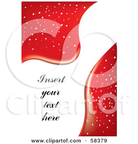 Royalty-Free (RF) Clipart Illustration of a White Text Box Weaving Through A Red Background With Snow by MilsiArt