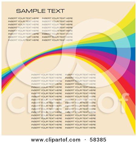 Royalty-Free (RF) Clipart Illustration of a Rainbow Wave With Sample Text On A Pastel Background - Version 1 by MilsiArt