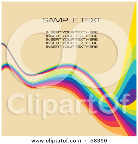Royalty-Free (RF) Clipart Illustration of a Rainbow Wave With Sample Text On A Pastel Background - Version 6 by MilsiArt