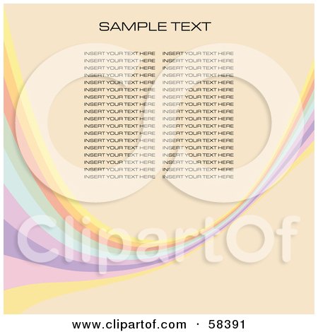 Royalty-Free (RF) Clipart Illustration of a Rainbow Wave With Sample Text On A Pastel Background - Version 7 by MilsiArt
