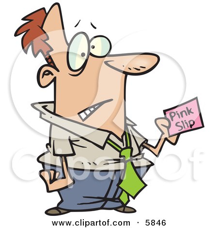 Business Man Holding a Pink Slip Clipart Illustration by toonaday