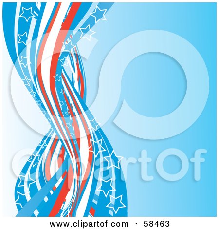 Royalty-Free (RF) Clipart Picture of a Blue Background With American Swooshes And Stars - Version 1 by MilsiArt