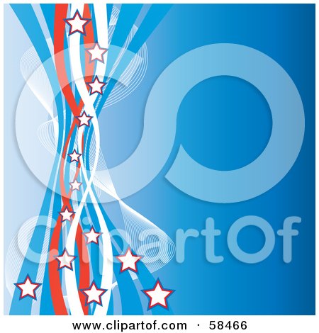 Royalty-Free (RF) Clipart Picture of a Blue Background With American Swooshes And Stars - Version 4 by MilsiArt