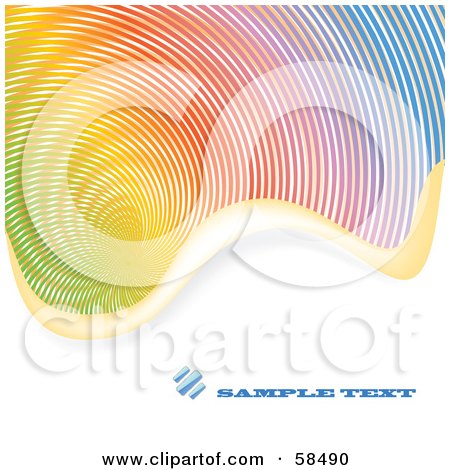 Royalty-Free (RF) Clipart Illustration of a Background Of A Rainbow Colored Swirl With A Wave Of White And Sample Text by MilsiArt