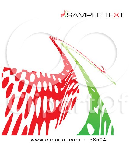 Royalty-Free (RF) Clipart Illustration of a Curvy Green And Red Line Background With Sample Text by MilsiArt