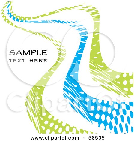 Royalty-Free (RF) Clipart Illustration of a Blue And Green Curvy Line Background With Sample Text by MilsiArt