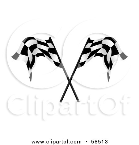 Royalty-Free (RF) Clipart Illustration of a Couple Of Crossed Racing Fags - Version 2 by MilsiArt