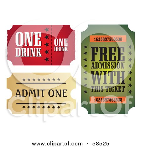 Royalty-Free (RF) Clipart Illustration of a Digital Collage Of Three Ticket Stubs by MilsiArt