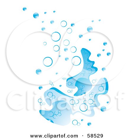 Royalty-Free (RF) Clipart Illustration of a Background Of Blue Water Bubbles And Spills by MilsiArt