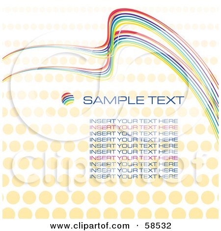 Royalty-Free (RF) Clipart Illustration of a Rainbow Halftone Background With Sample Text - Version 2 by MilsiArt
