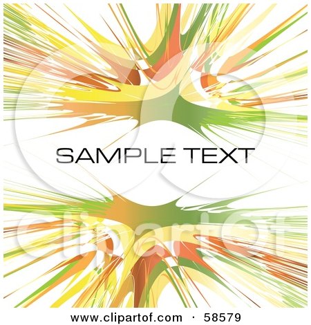 Royalty-Free (RF) Clipart Illustration of a Green And Yellow Watercolor Burst Text Box With Sample Text by MilsiArt