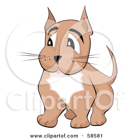 Royalty-Free (RF) Clipart Illustration of a Brown Doggy With A White Chest, Looking To The Left by MilsiArt