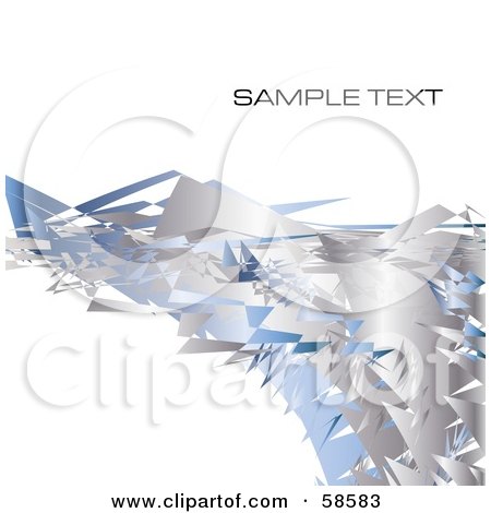 Royalty-Free (RF) Clipart Illustration of a Chrome And Blue Metal Shard Wave With Sample Text On White by MilsiArt