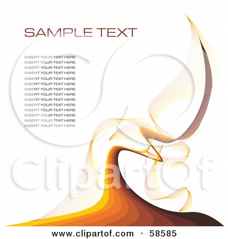 Royalty-Free (RF) Clipart Illustration of a Wave Of Brown Lines And Paragraphs Of Sample Text - Version 1 by MilsiArt