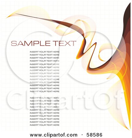 Royalty-Free (RF) Clipart Illustration of a Wave Of Brown Lines And Paragraphs Of Sample Text - Version 2 by MilsiArt