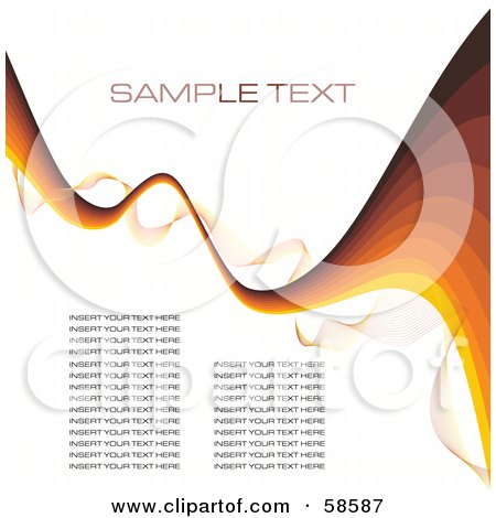 Royalty-Free (RF) Clipart Illustration of a Wave Of Brown Lines And Paragraphs Of Sample Text - Version 3 by MilsiArt