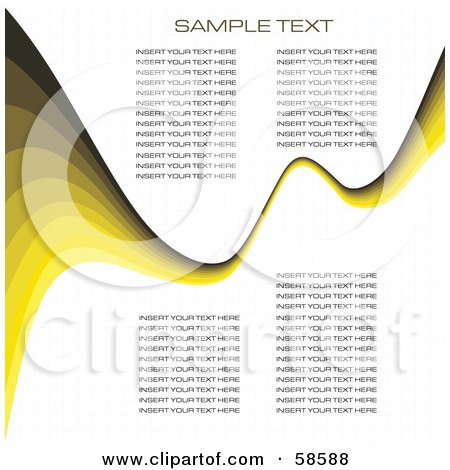 Royalty-Free (RF) Clipart Illustration of a Wave Of Green Lines And Paragraphs Of Sample Text by MilsiArt