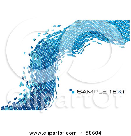 Royalty-Free (RF) Clipart Illustration of a Blue Tile Wave Mosaic Background With Sample Text - Version 1 by MilsiArt