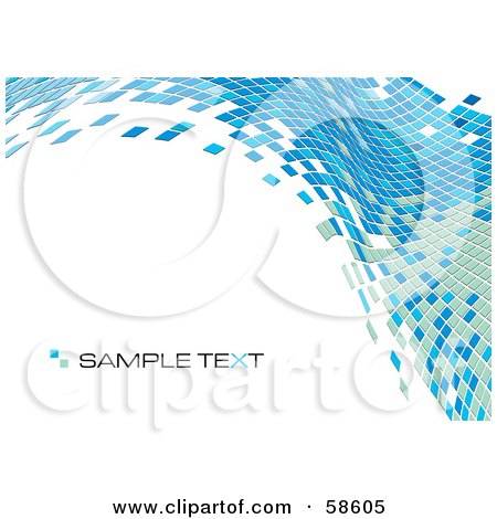Royalty-Free (RF) Clipart Illustration of a Blue Tile Wave Mosaic Background With Sample Text - Version 2 by MilsiArt