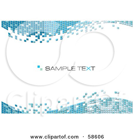 Royalty-Free (RF) Clipart Illustration of a Blue Tile Wave Mosaic Background With Sample Text - Version 3 by MilsiArt