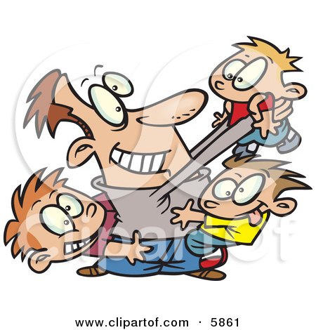 Father Horse Playing With His Three Sons Clipart Illustration by toonaday